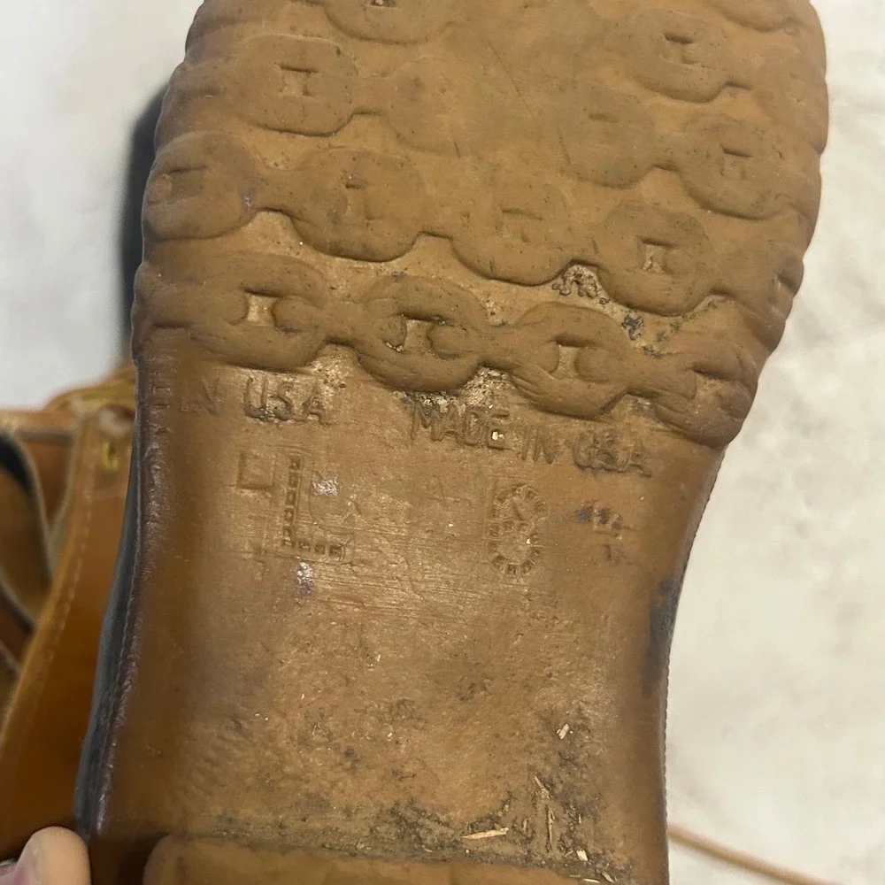 LL Bean Duck Boots Brown Womens 8 Vintage 6 inch Leather Rubber Rain Boots